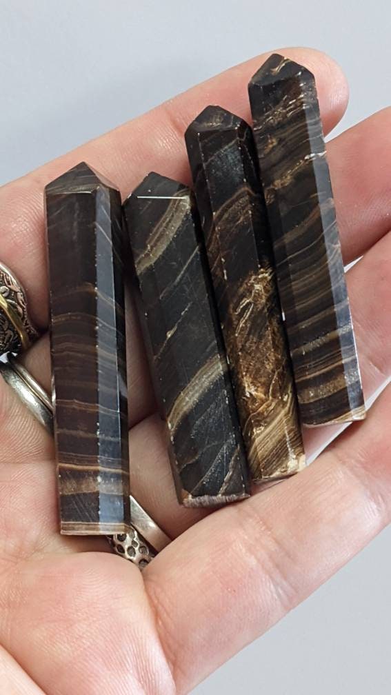 Chocolate Calcite Obelisk Tower Natural Stone Point (1)