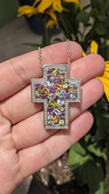 Epic Gemstone Sterling Silver Cross Necklace -. Amethyst, Citrine, Topaz and Peridot
