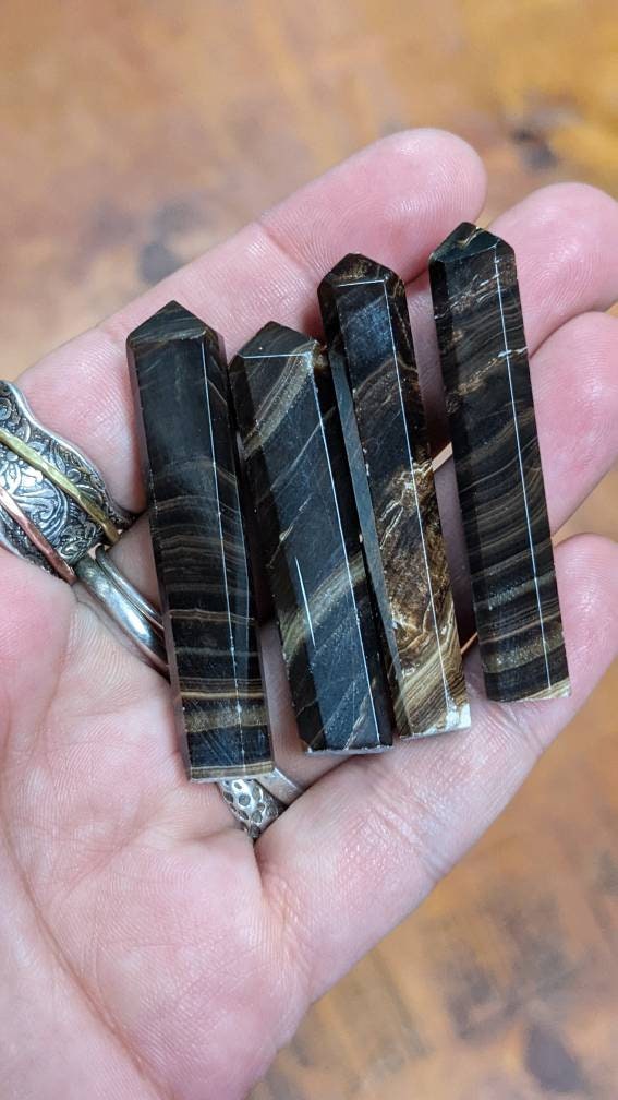 Chocolate Calcite Obelisk Tower Natural Stone Point (1)
