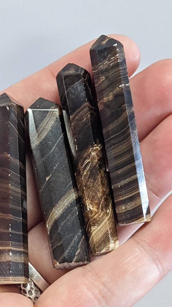 Chocolate Calcite Obelisk Tower Natural Stone Point (1)
