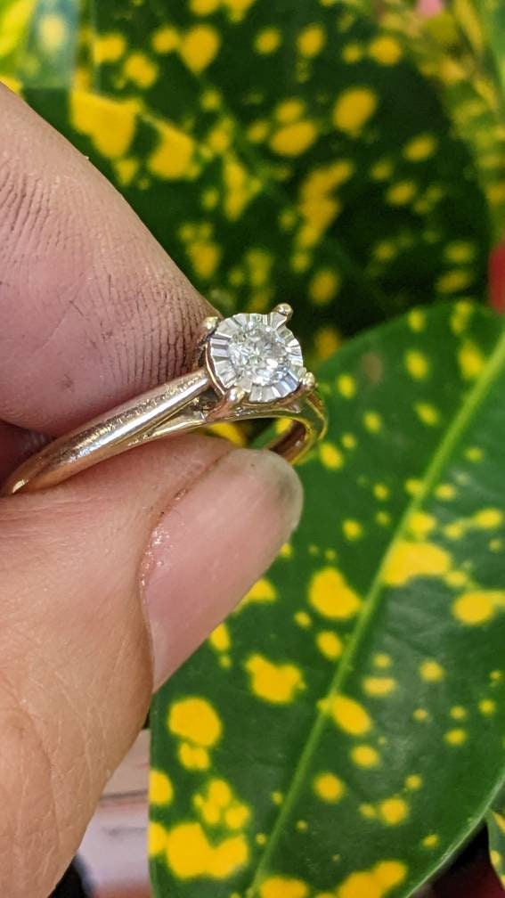 Diamond Engagement 14k Gold Ring Size 6.75