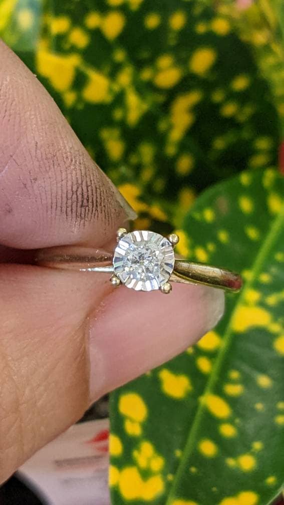 Diamond Engagement 14k Gold Ring Size 6.75