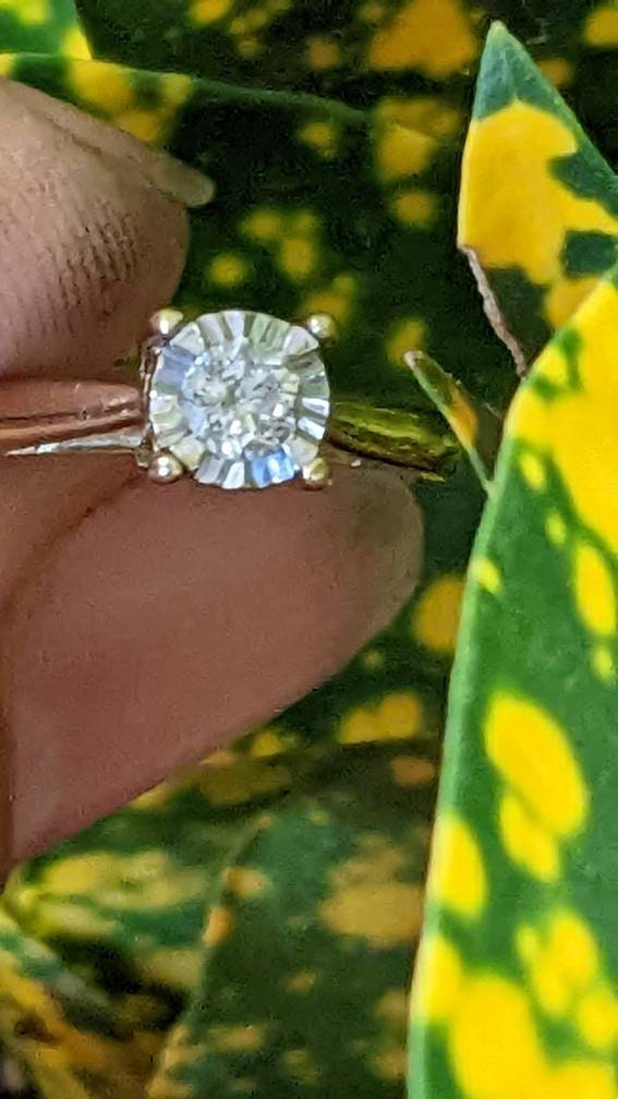 Diamond Engagement 14k Gold Ring Size 6.75
