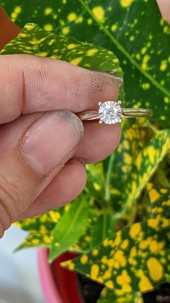 Diamond Engagement 14k Gold Ring Size 6.75