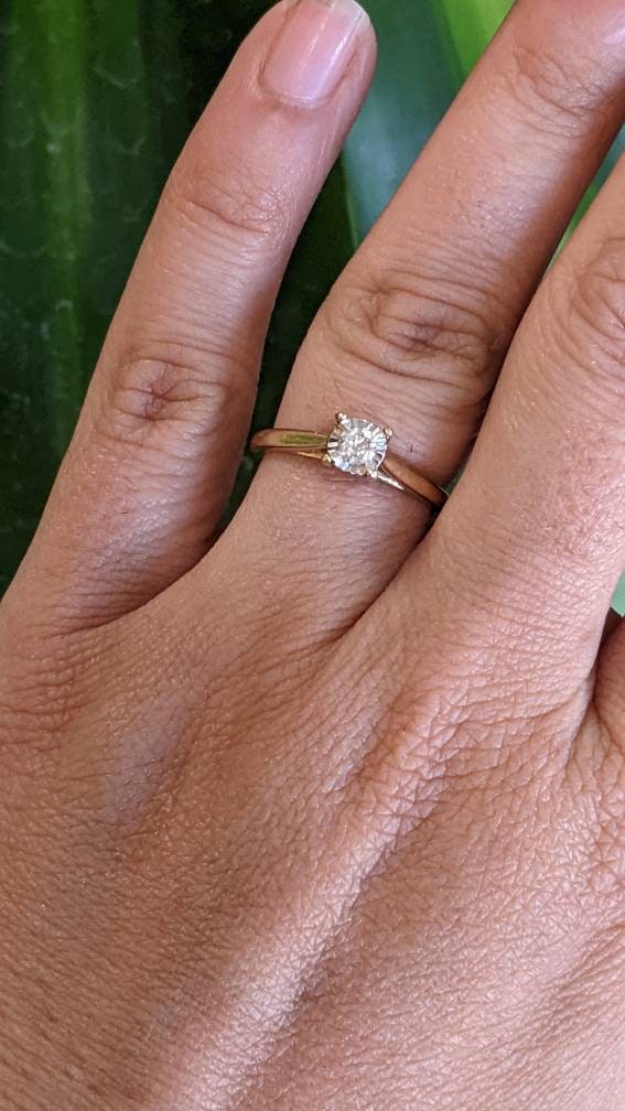 Diamond Engagement 14k Gold Ring Size 6.75