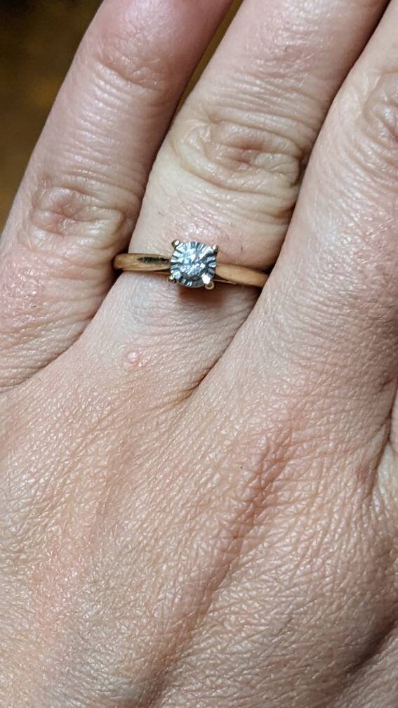 Diamond Engagement 14k Gold Ring Size 6.75