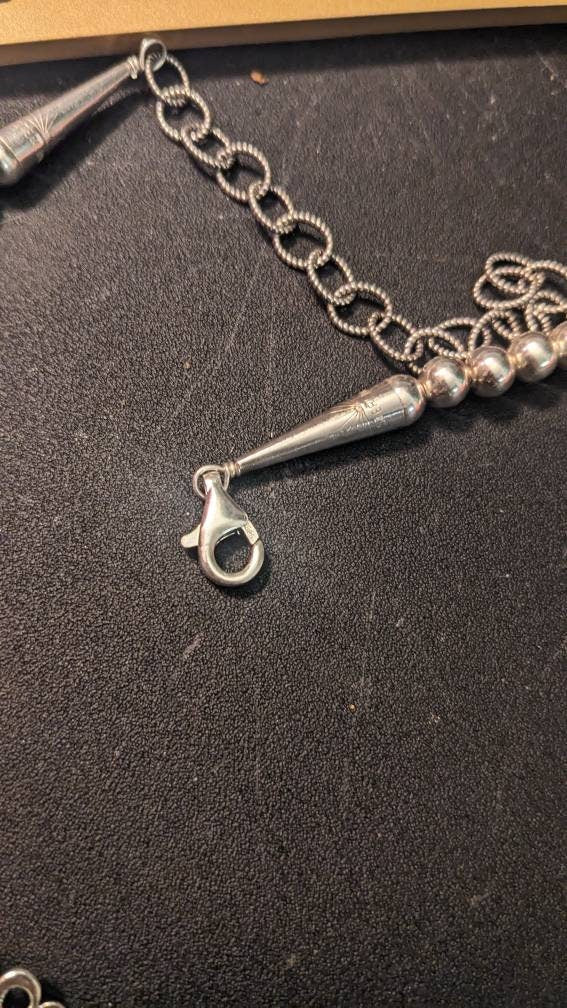 Sterling Silver Turquoise Lapis Spiny Oyster Squash Blossom, Vintage Carolyn Pollack