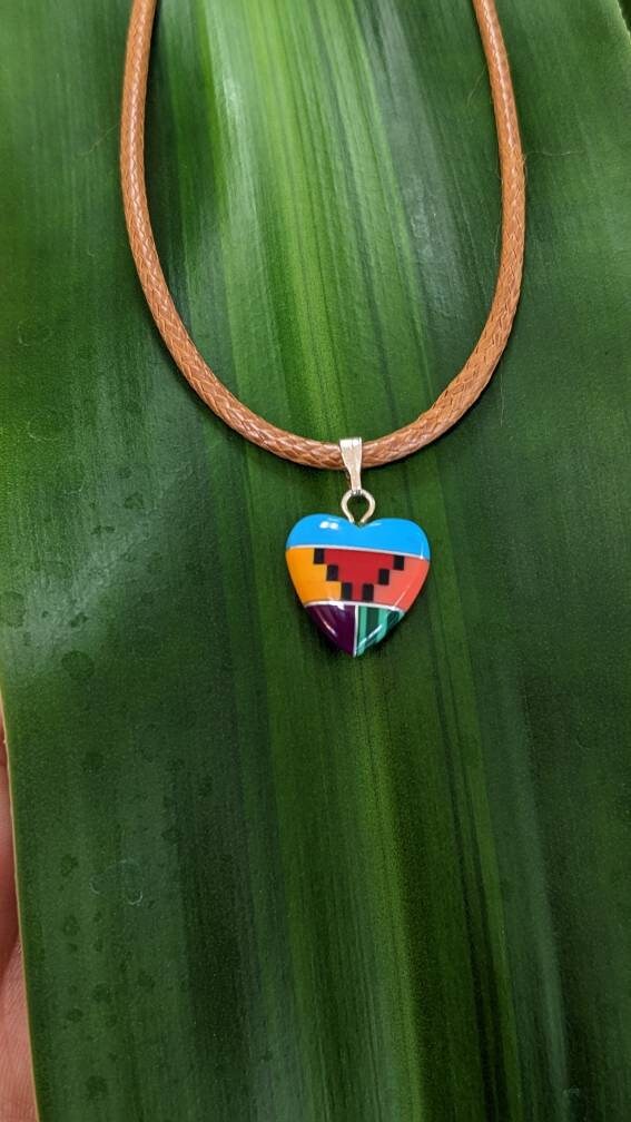 Inlay Stone Heart Necklace