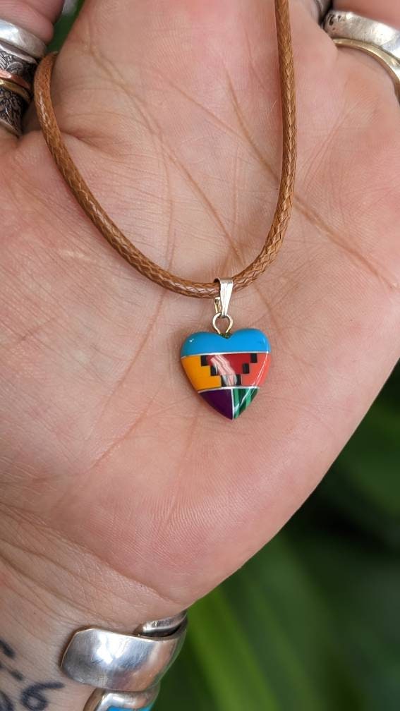 Inlay Stone Heart Necklace