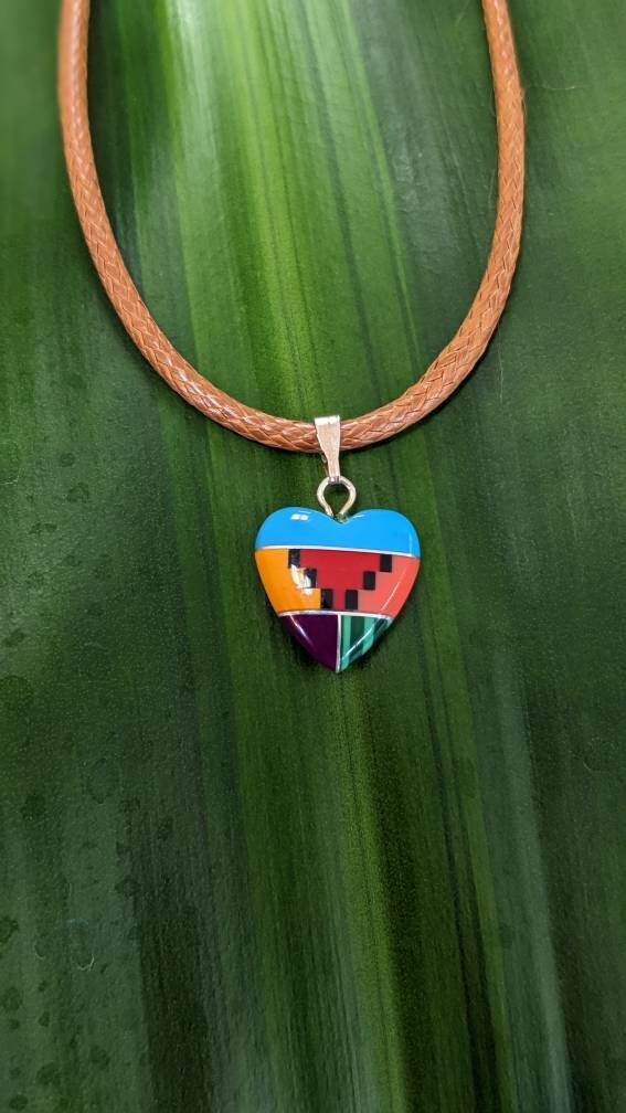 Inlay Stone Heart Necklace