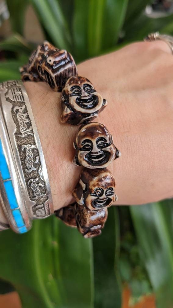 Buddha Resin Bead Stretch Bracelet