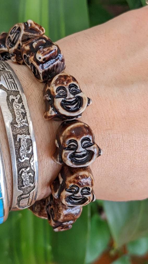 Buddha Resin Bead Stretch Bracelet