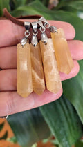 Polished Yellow Calcite  Crystal Point Necklace