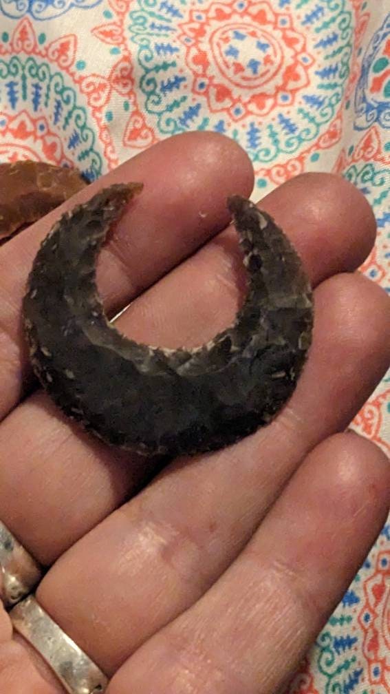 Carved Stone Agate Crescent Moon