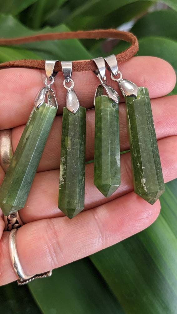 Polished Tremolite Crystal Point Necklace