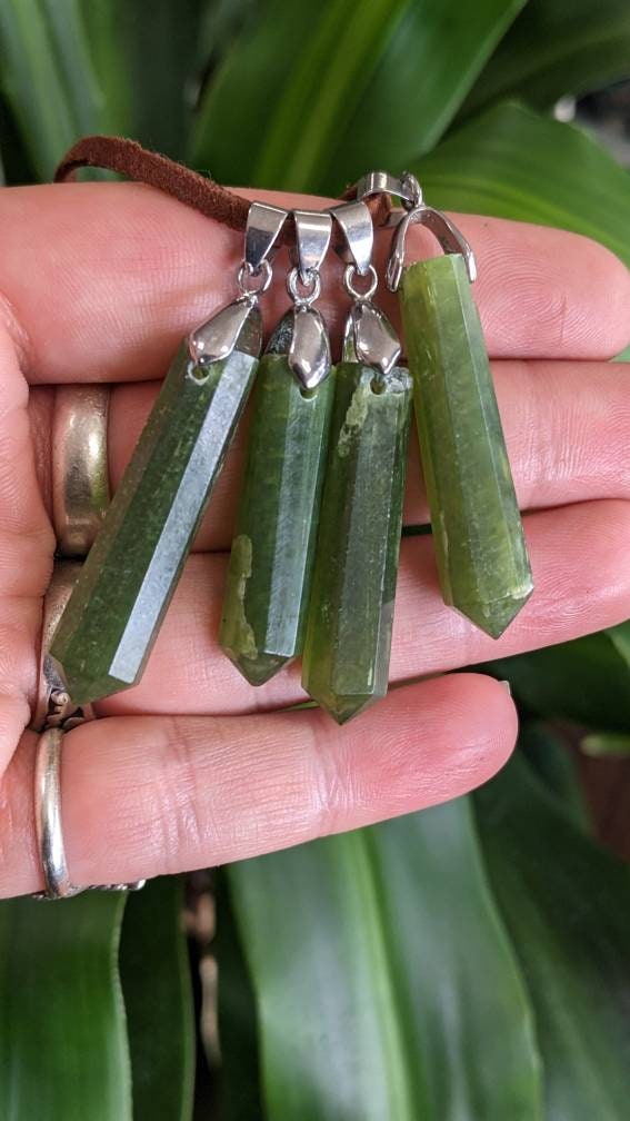 Polished Tremolite Crystal Point Necklace