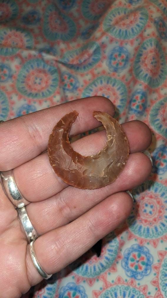 Carved Stone Agate Crescent Moon