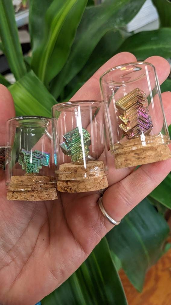 Bismuth Metal Crystal in Glass Jar, Atomic Element Number 83