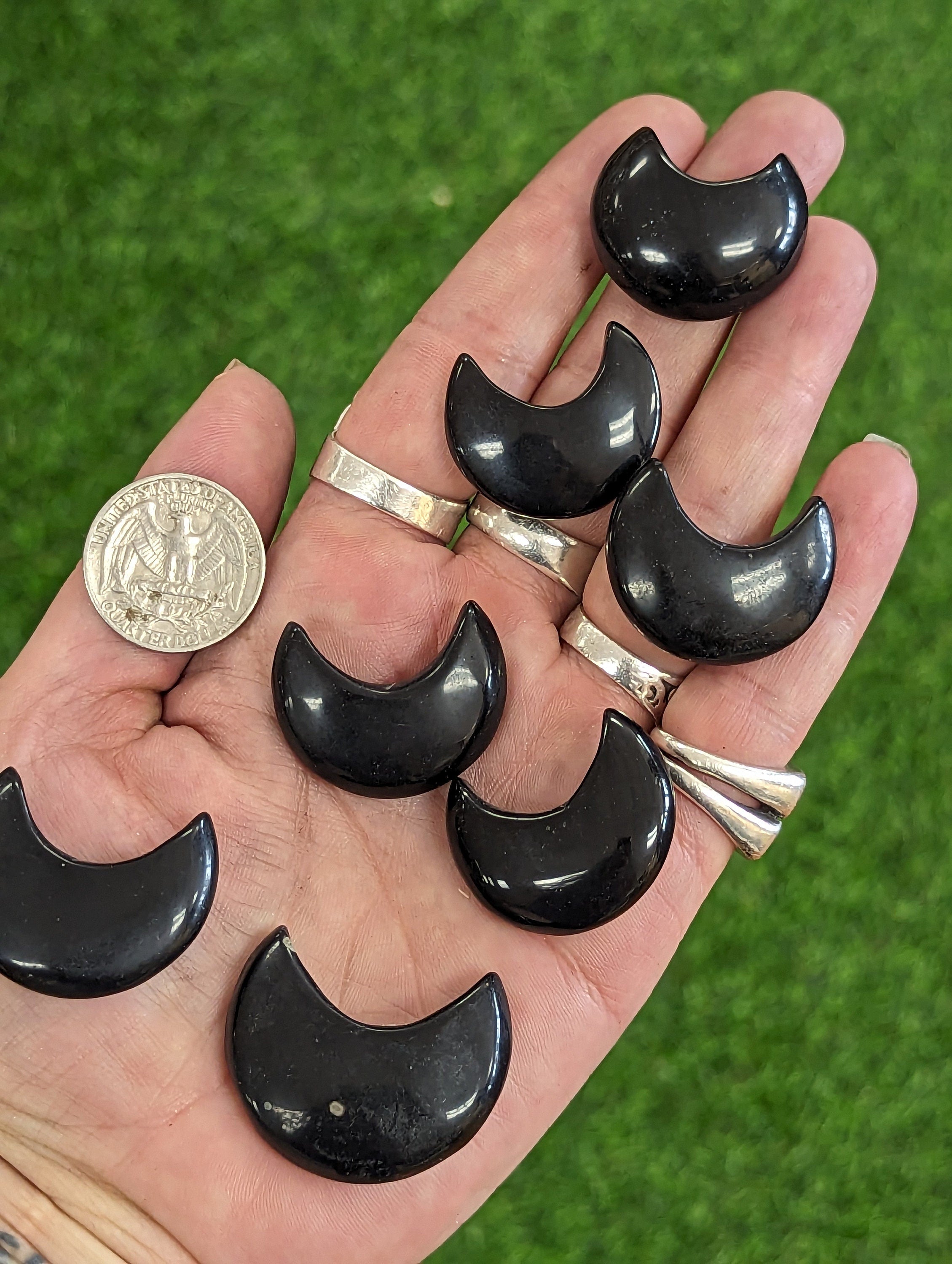 Black Onyx, Polished Crescent Moon