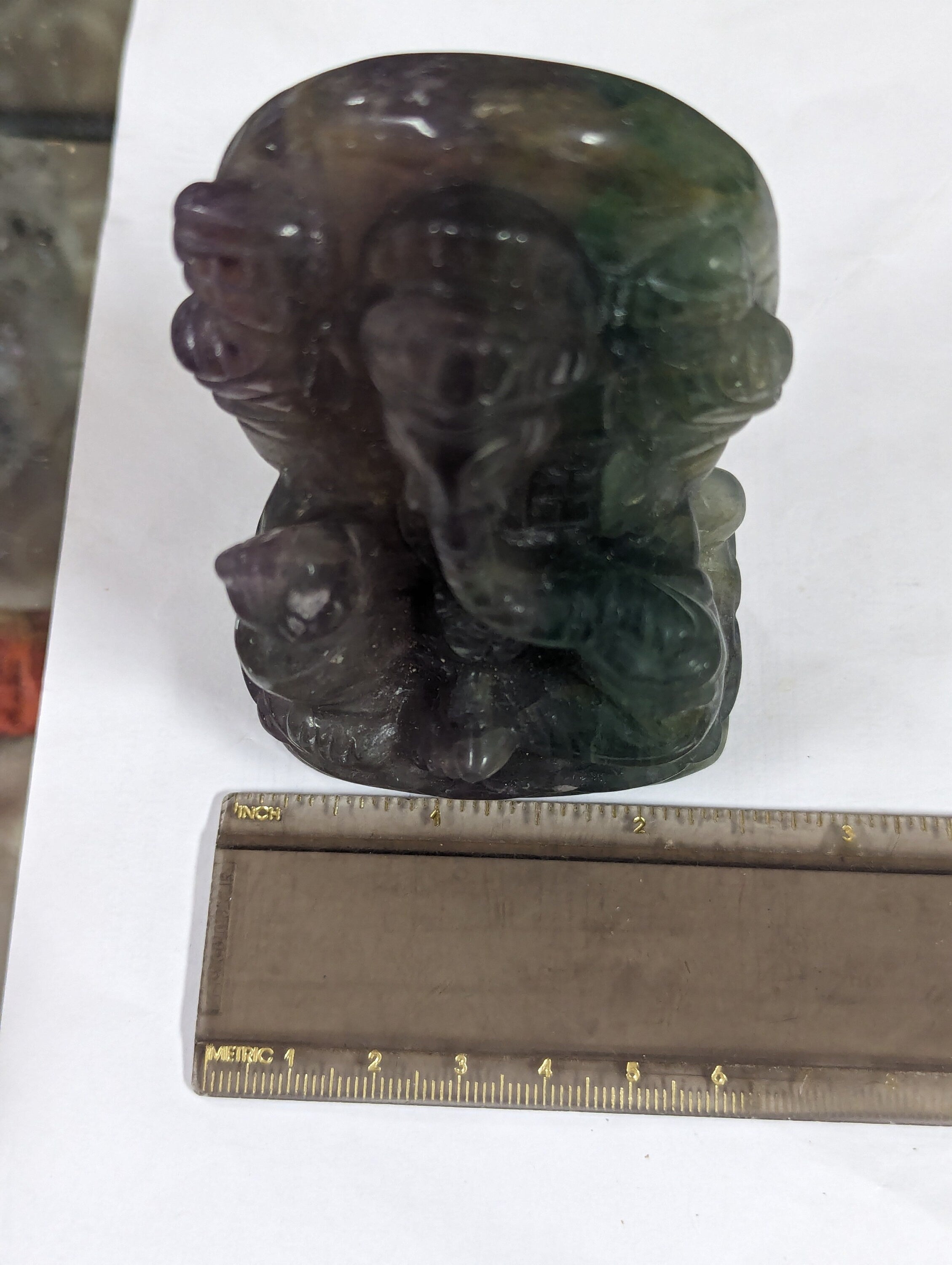 Multicolored Fluorite Ganesha Stone Carving