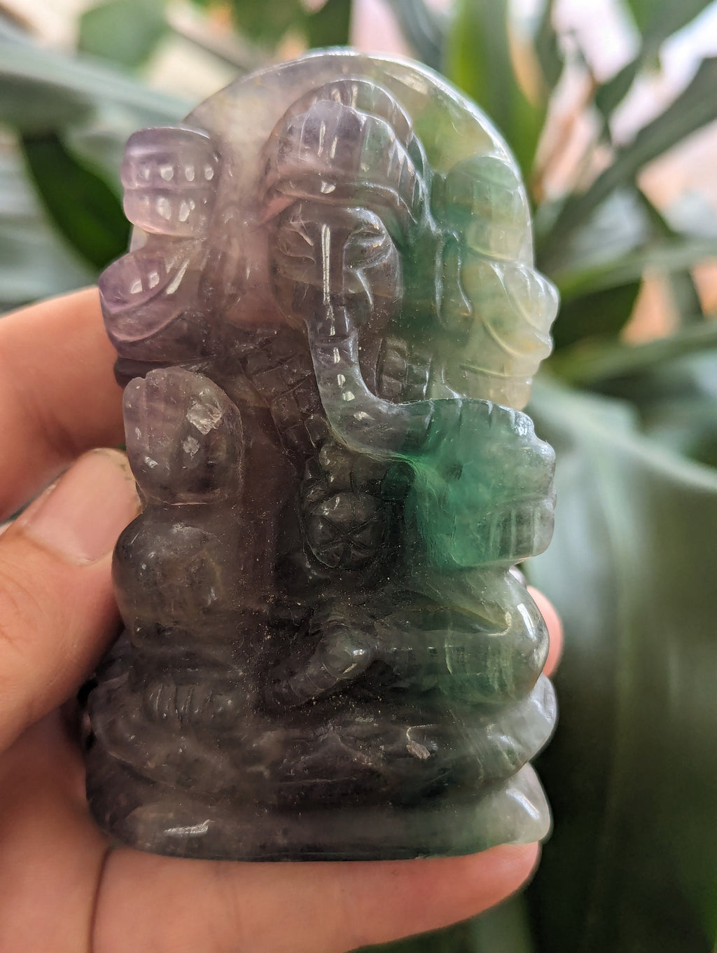 Multicolored Fluorite Ganesha Stone Carving