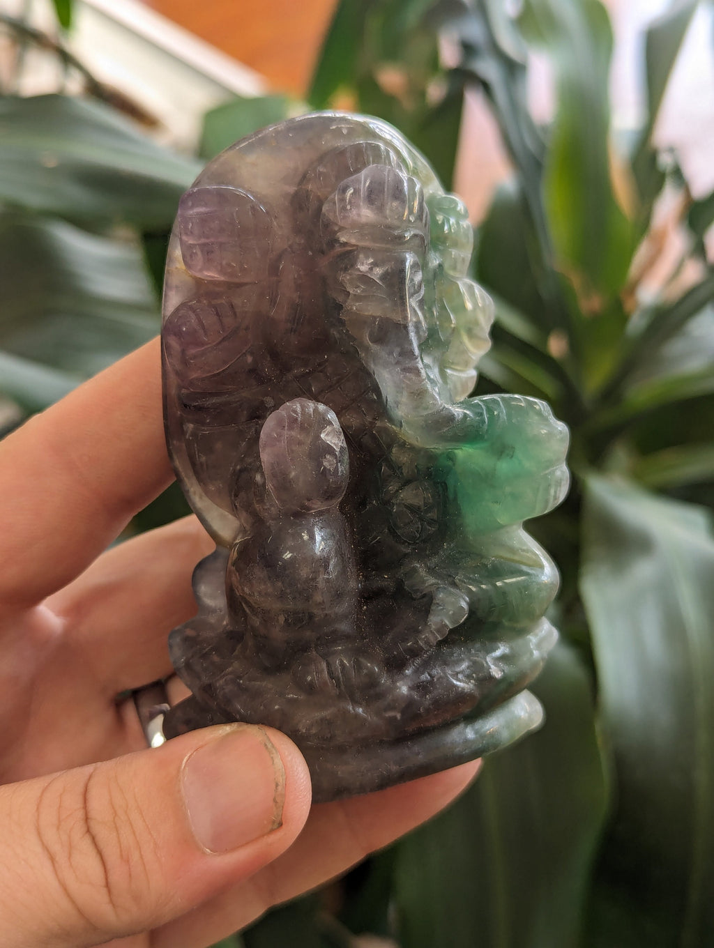 Multicolored Fluorite Ganesha Stone Carving