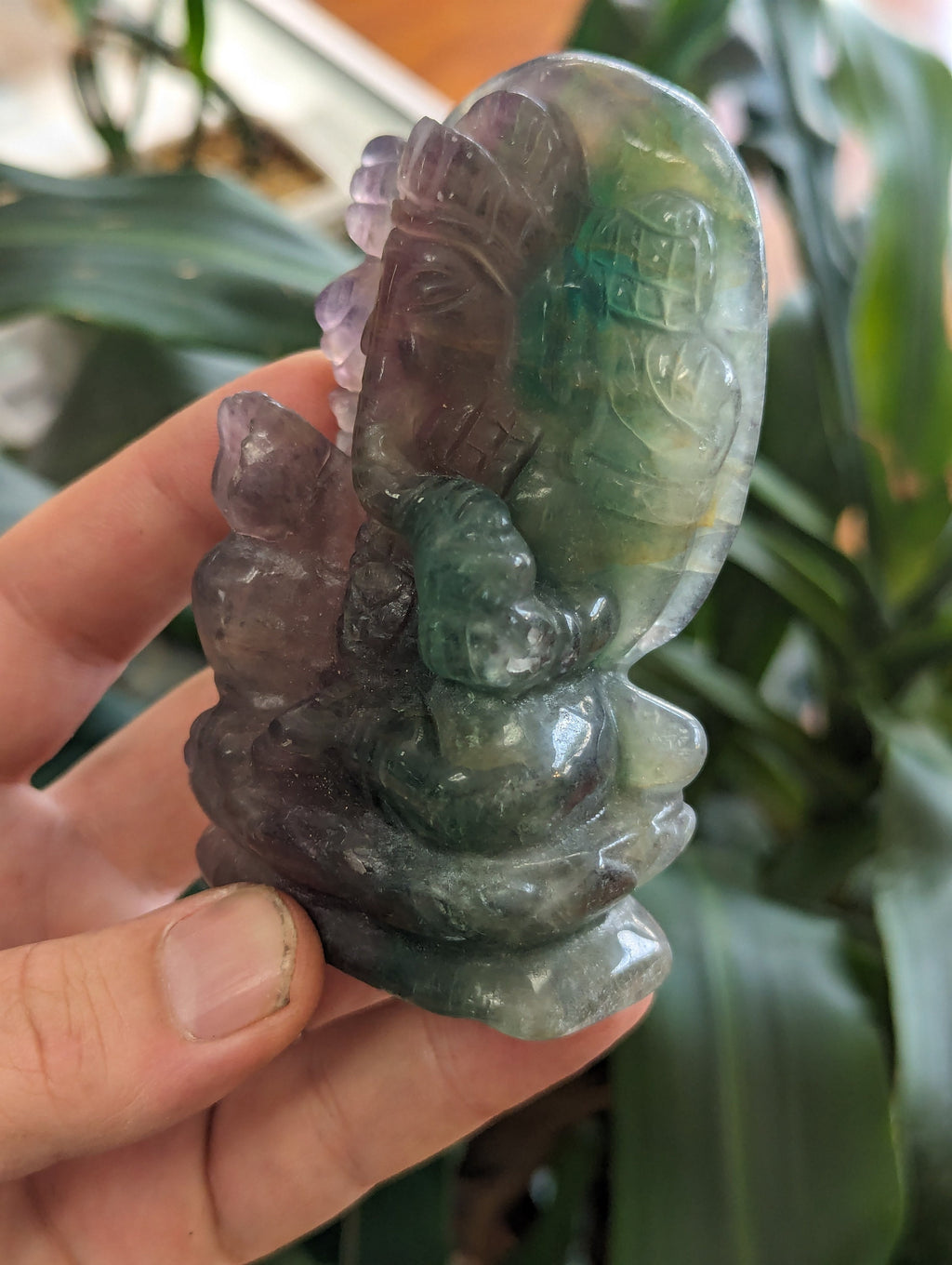 Multicolored Fluorite Ganesha Stone Carving