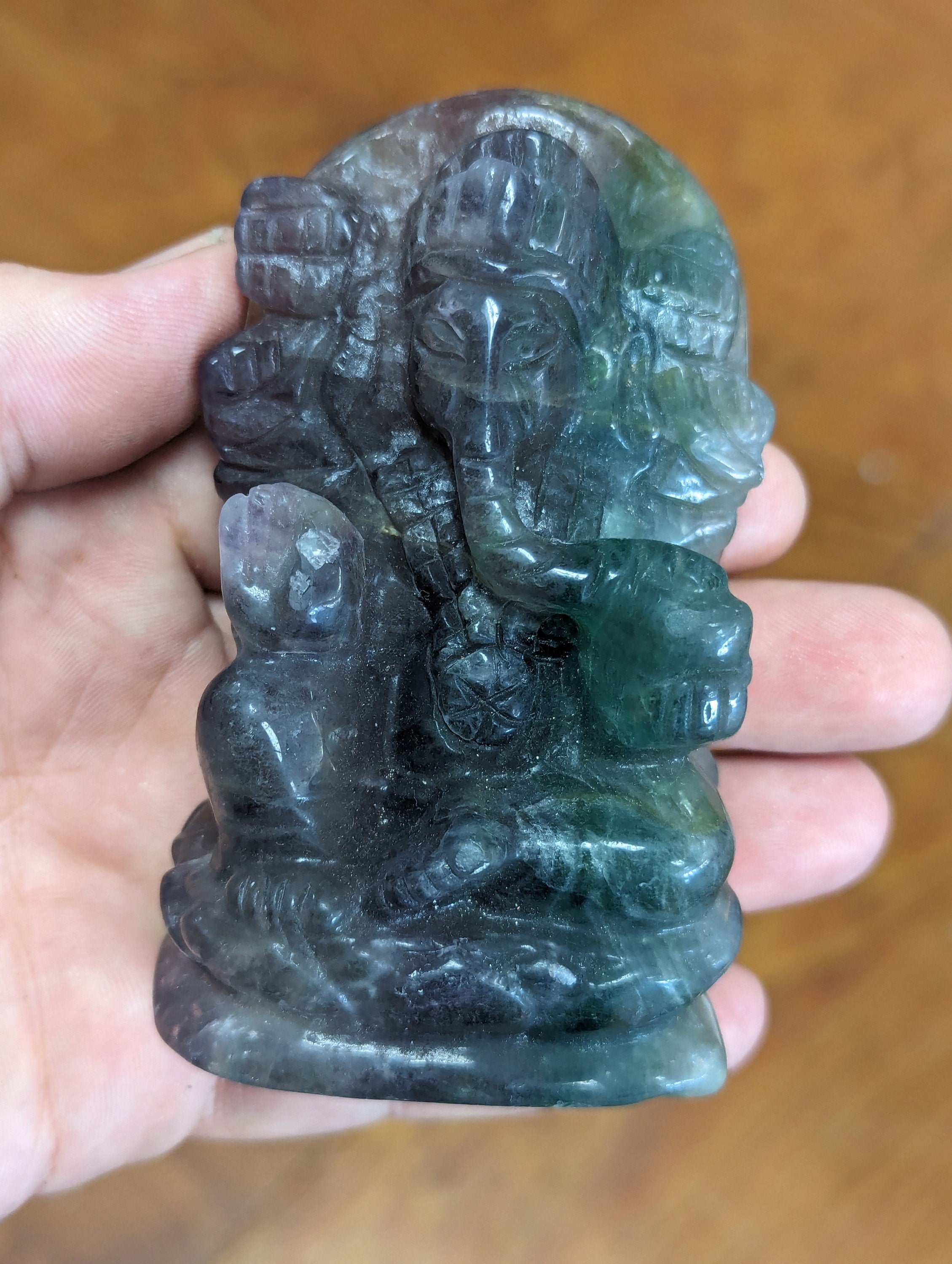 Multicolored Fluorite Ganesha Stone Carving