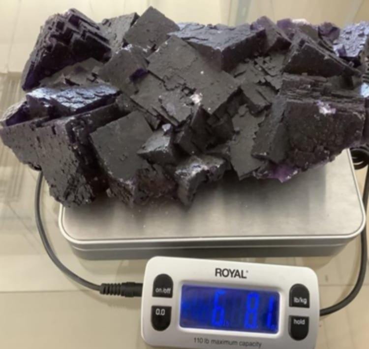 Huge 6.5lb Vintage Illinois Fluorite Minerva Mine Cave in Rock