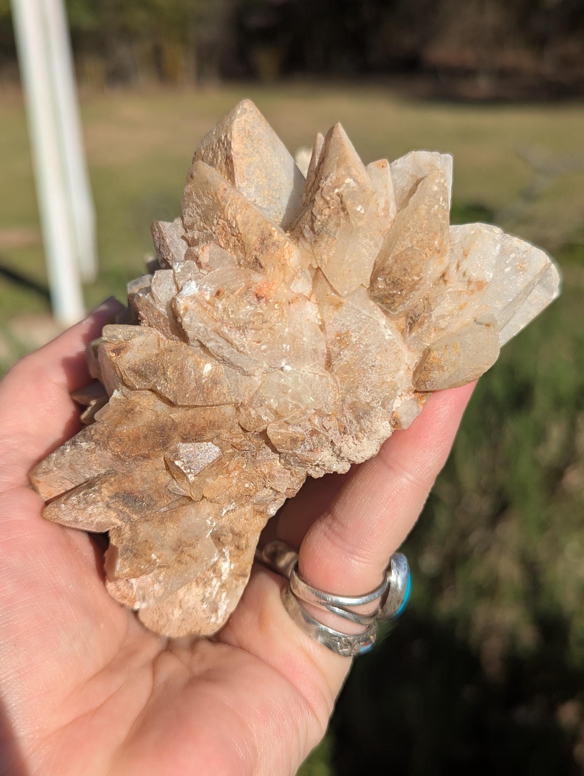 Huge Calcite Cluster, Lots of Points, Funky Backside?, Cool specimen