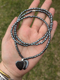 Hematite Double Twin Heart Beaded Necklace