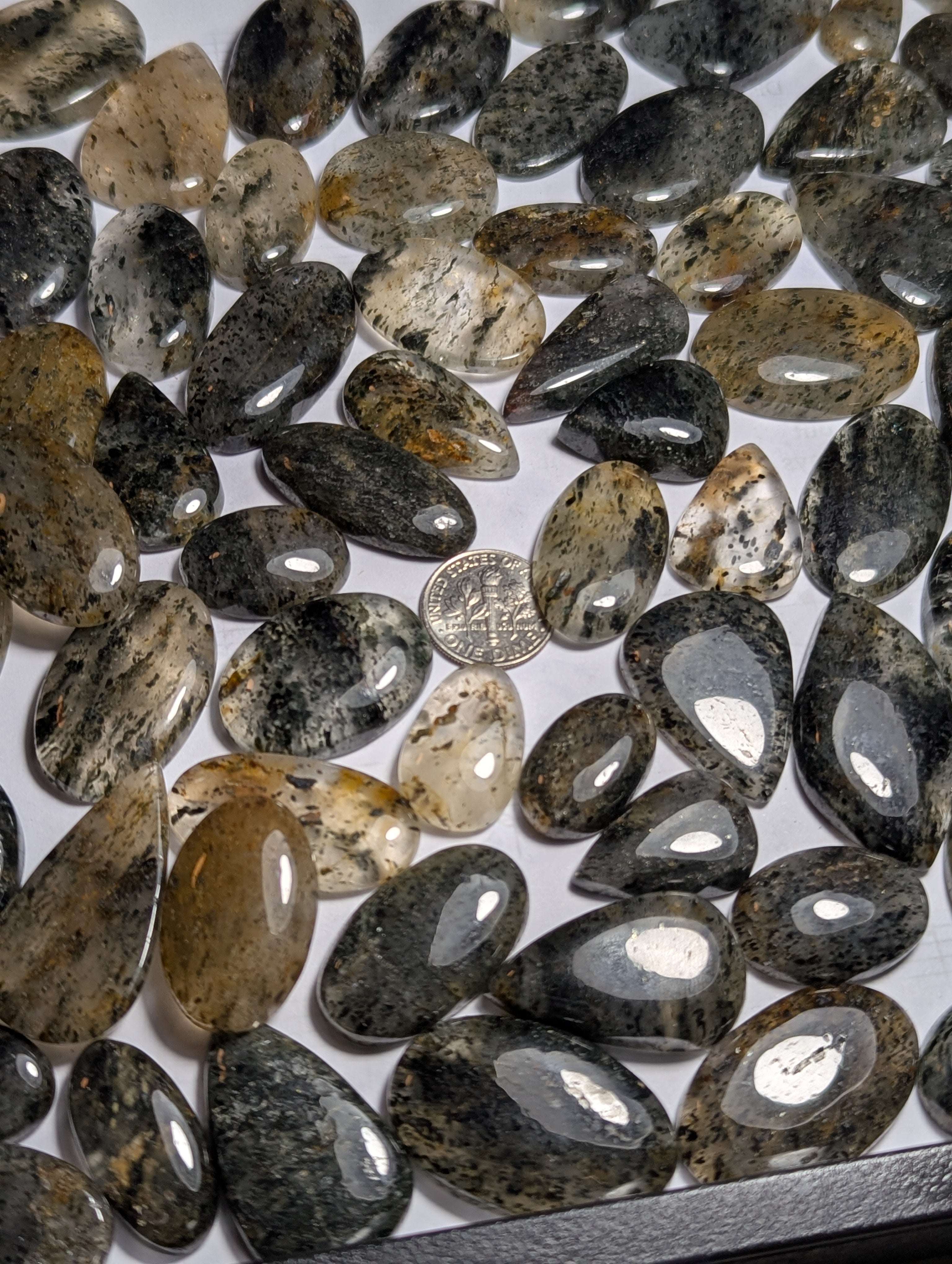 One Dollar Intuitively Chosen Starry Night Mixed Minerals in Quartz Cabochon