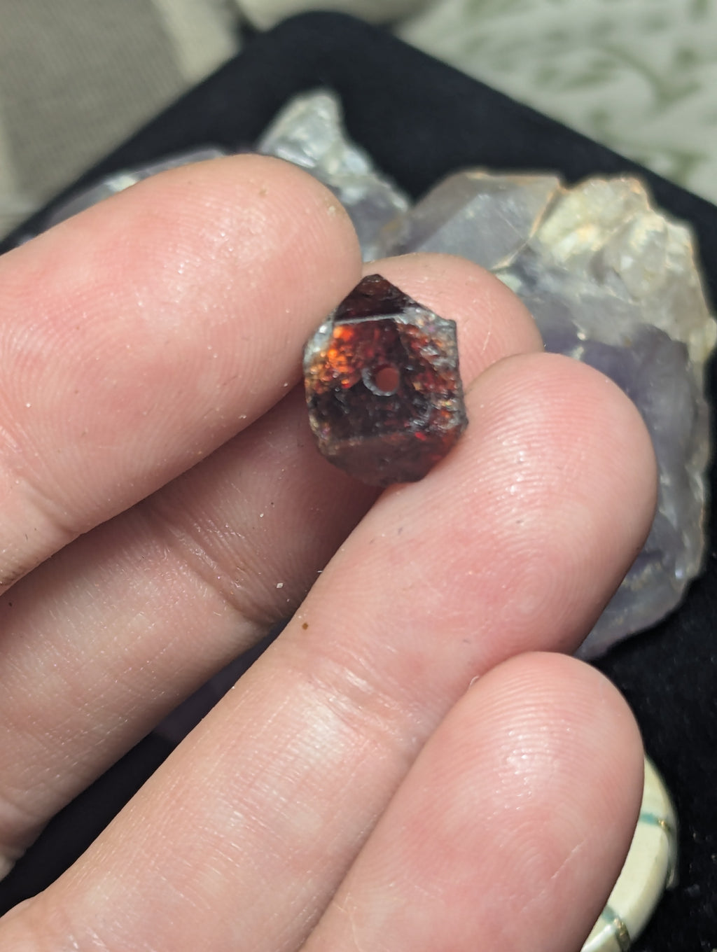 Red Zircon Crystal Bead