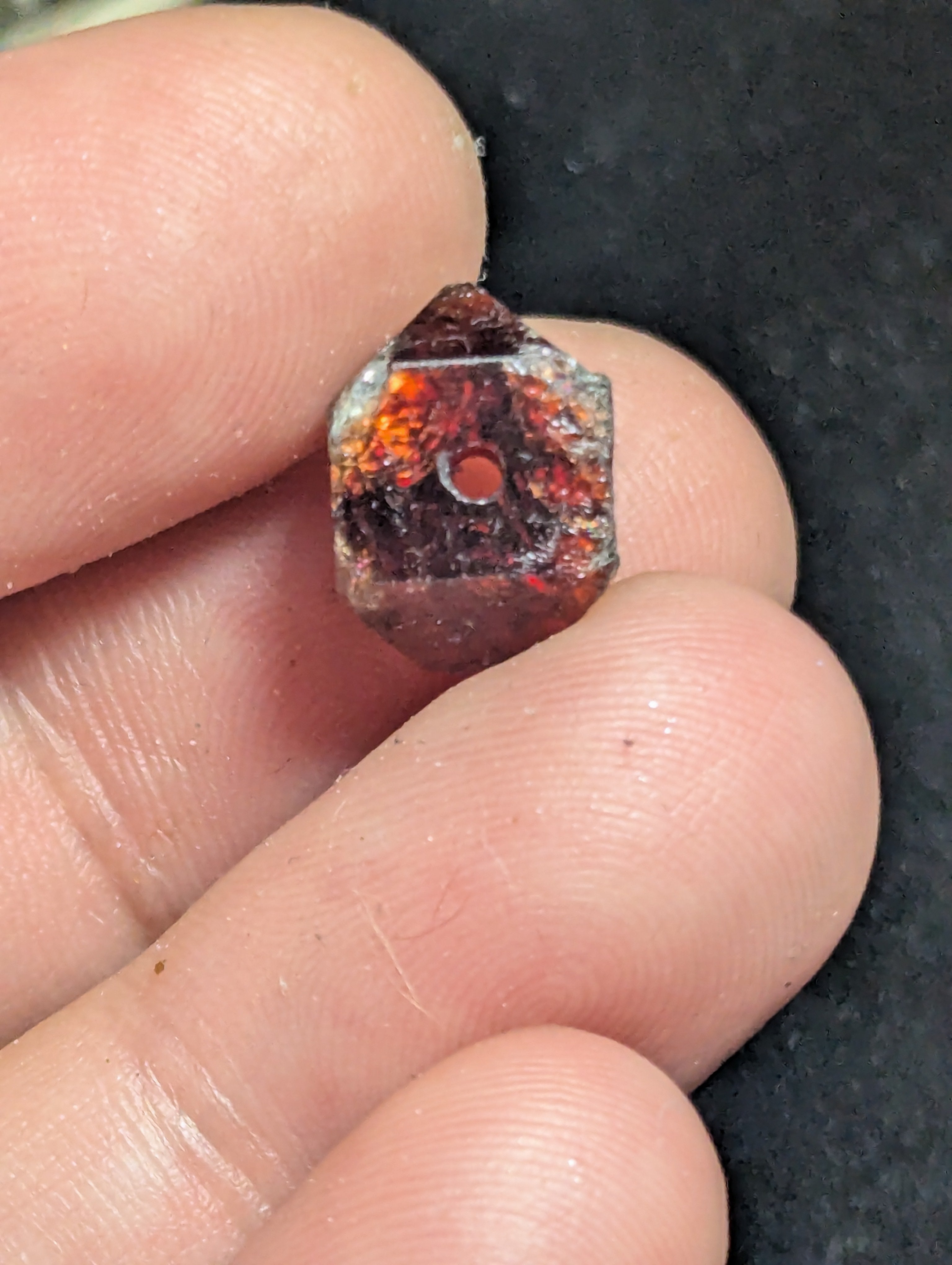Red Zircon Crystal Bead
