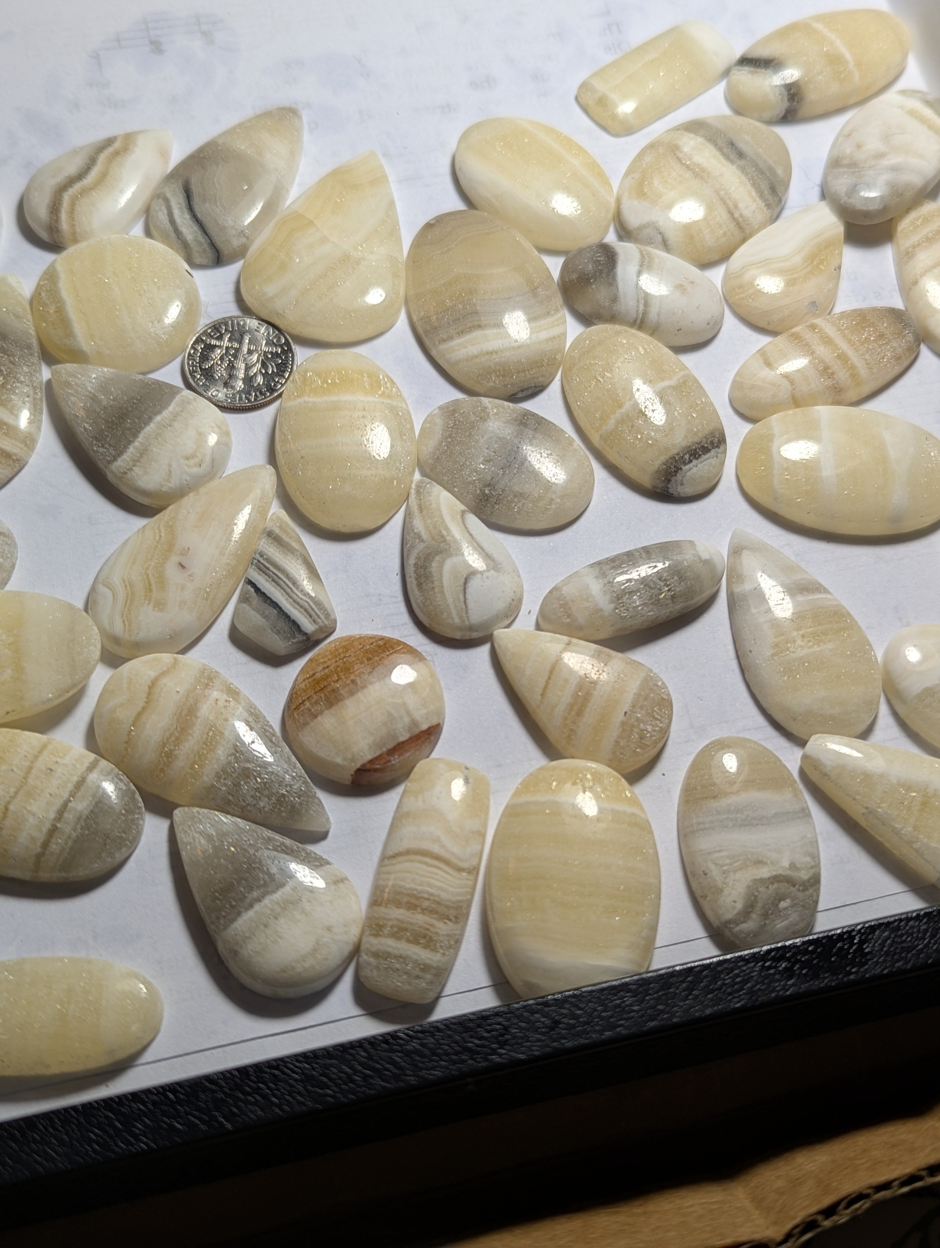 One Dollar Intuitively Chosen Banded Yellow Calcite Cabochon