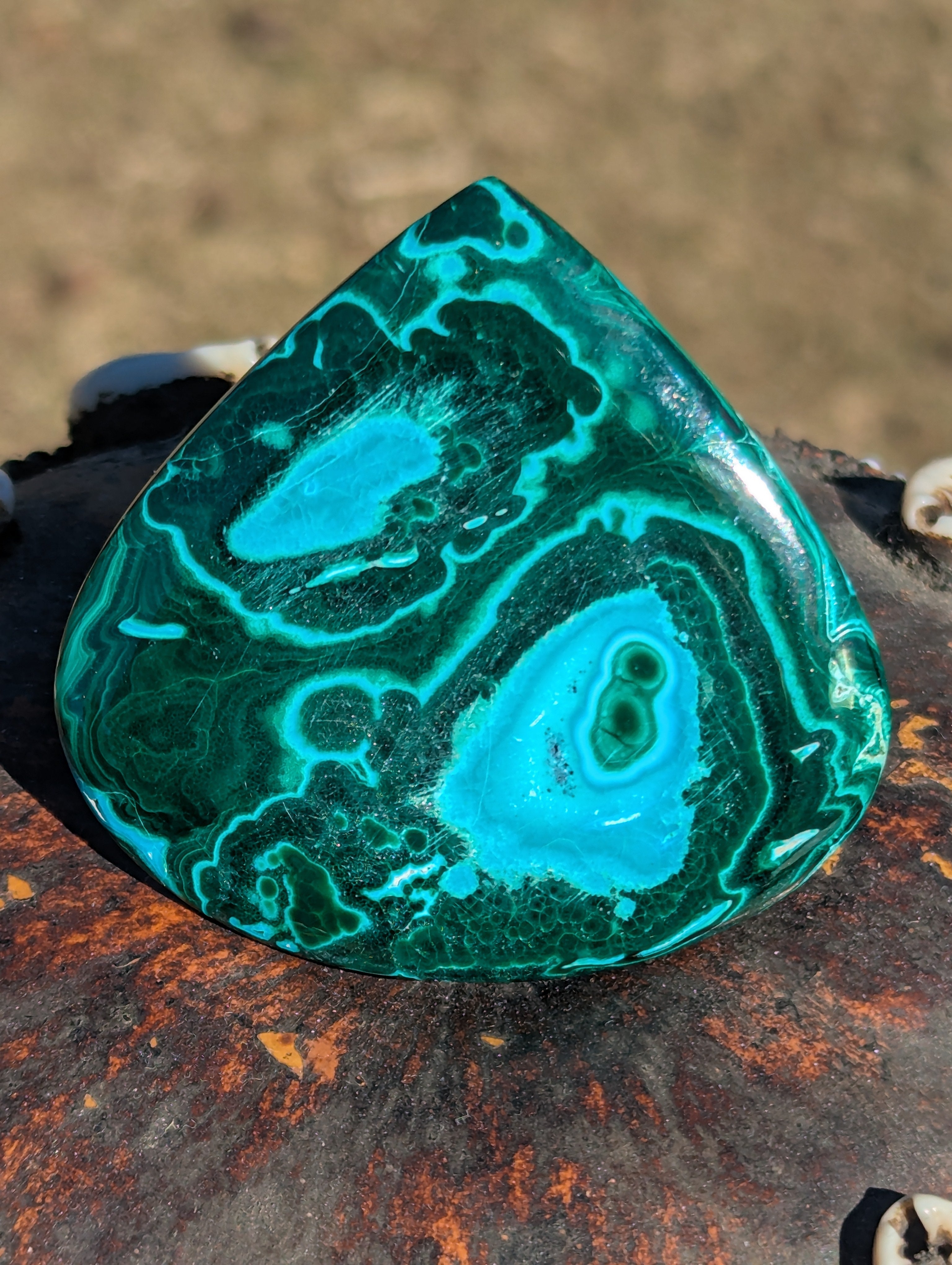 Giant Malachite Chrysocolla Cabochon